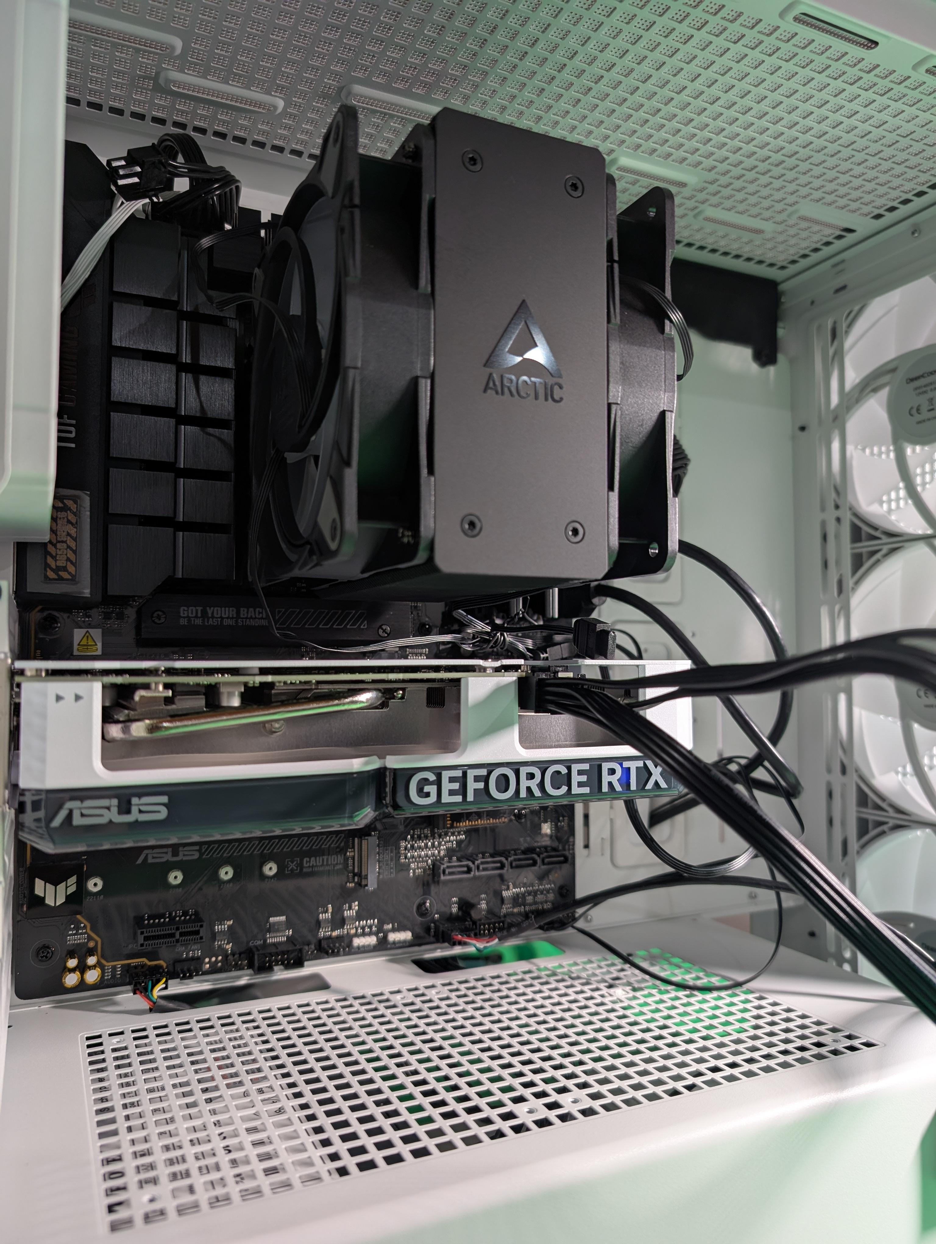 PC hardware put together inside casing