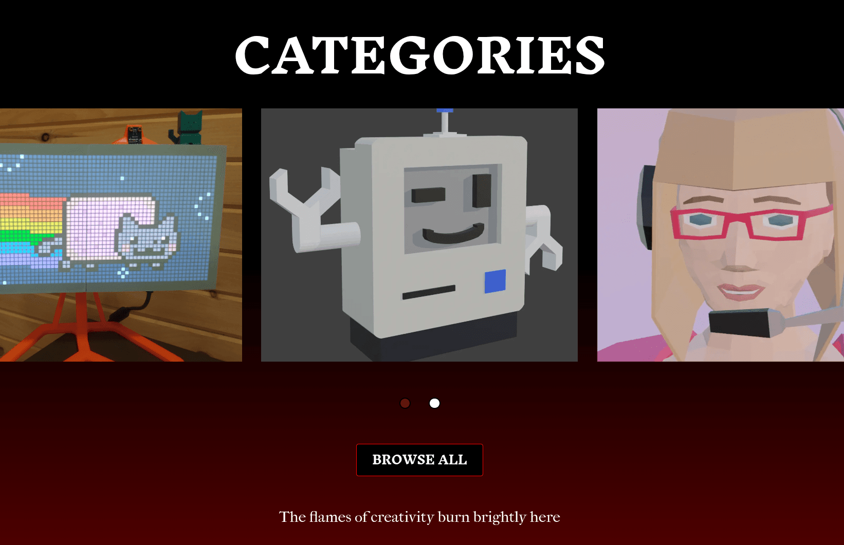 A categories section on the homepage, showing images of various product categories with a browse all button
