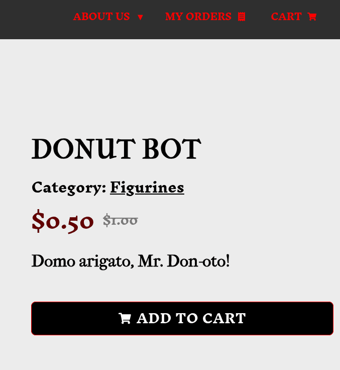 Add to cart button for the donut bot product
