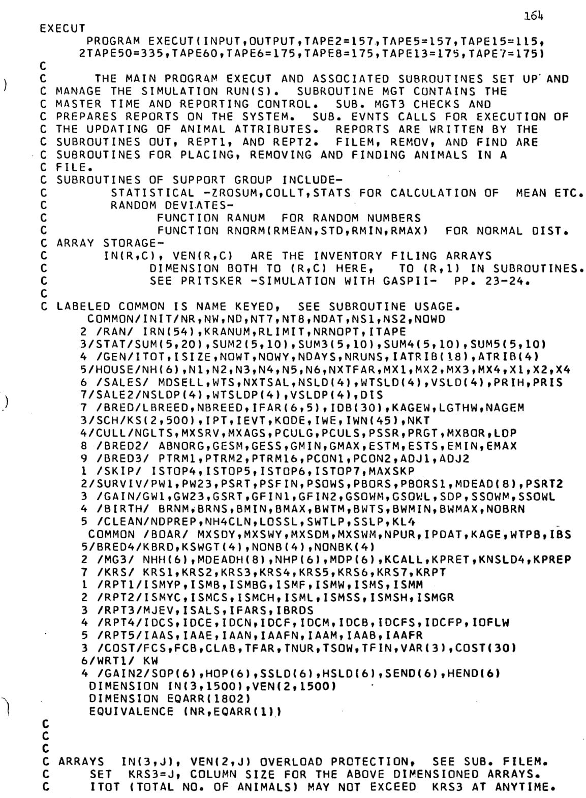 A full typewritten page of code, part of which appears to be near-indecipherable
