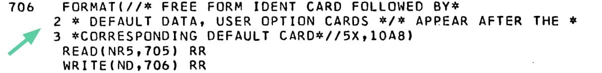 Three cards' worth of code technically make up one statement, due to the 2 and 3 placed before the second and third lines