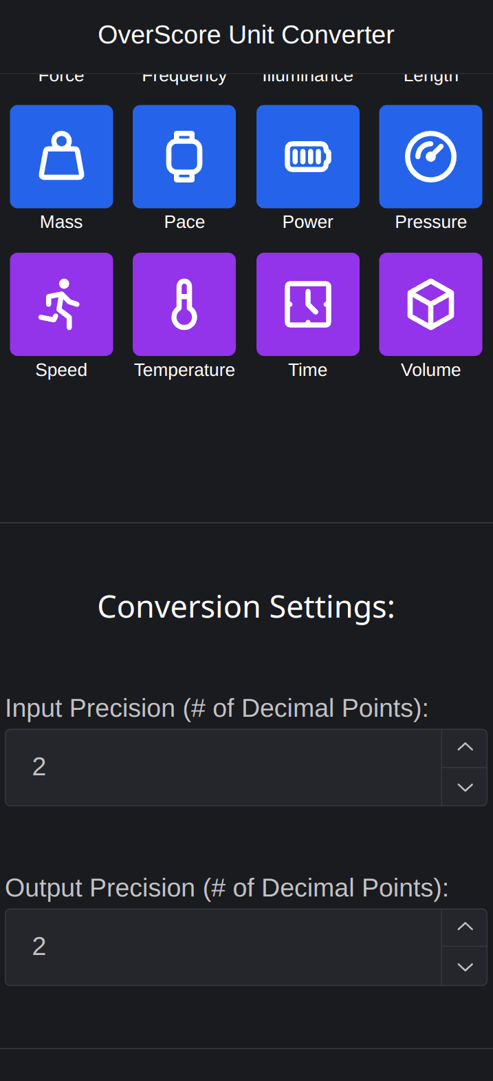 A screenshot of two input fields, one for the input precision, and another for the output precision