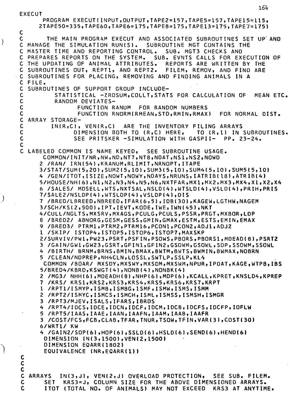 A full typewritten page of code, part of which appears to be near-indecipherable
