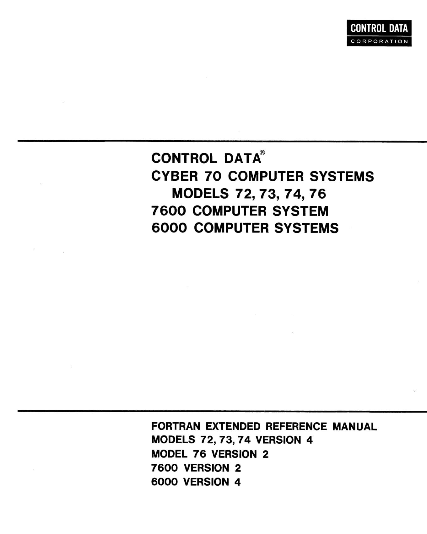 Control Data Corporation Fortran Extended Reference Manual (6000 version 4)
