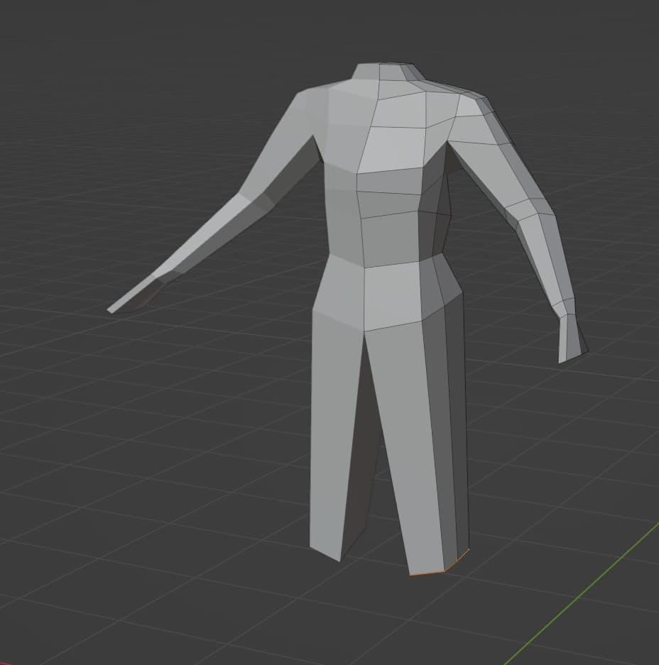 The torso now has two legs extruded out of it
