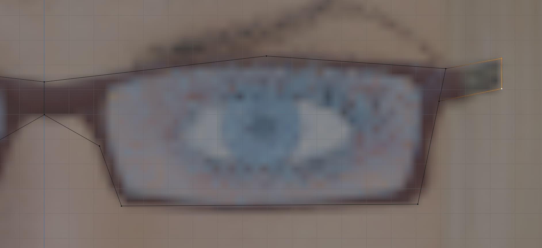 Points are lined up around a zoomed-in image of glasses