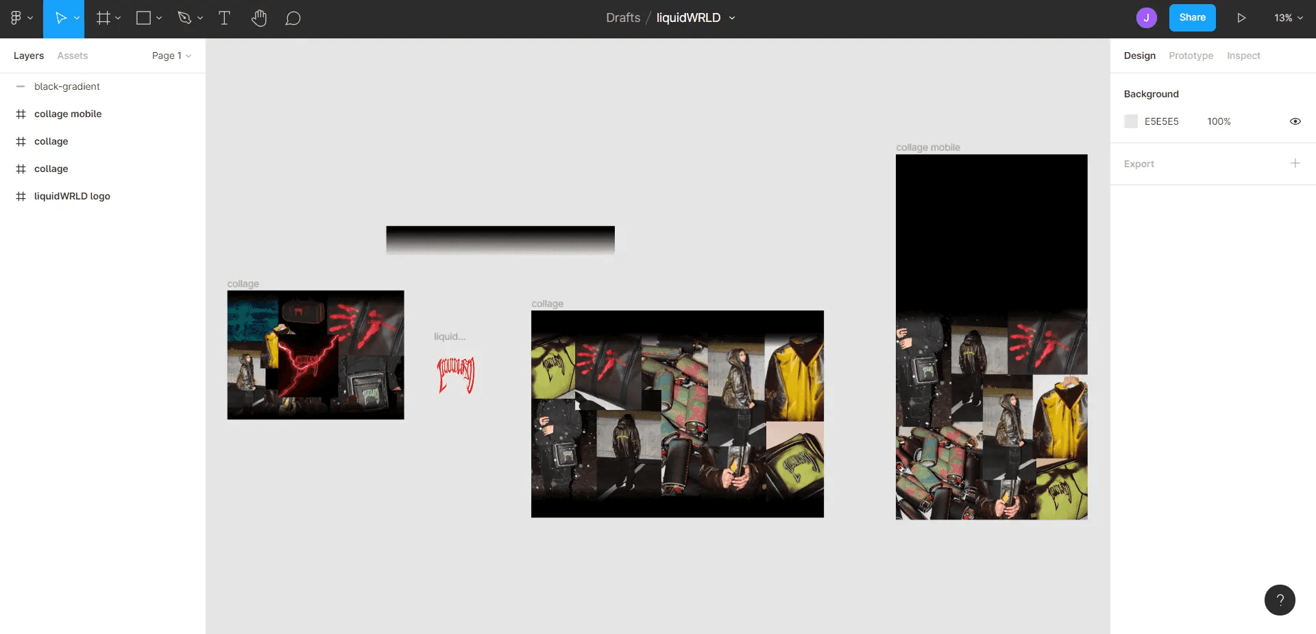 A screenshot from the Figma board where the photo collage took shape