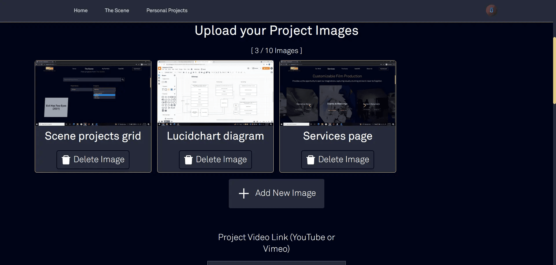 A project can have up to 10 custom images attached to it