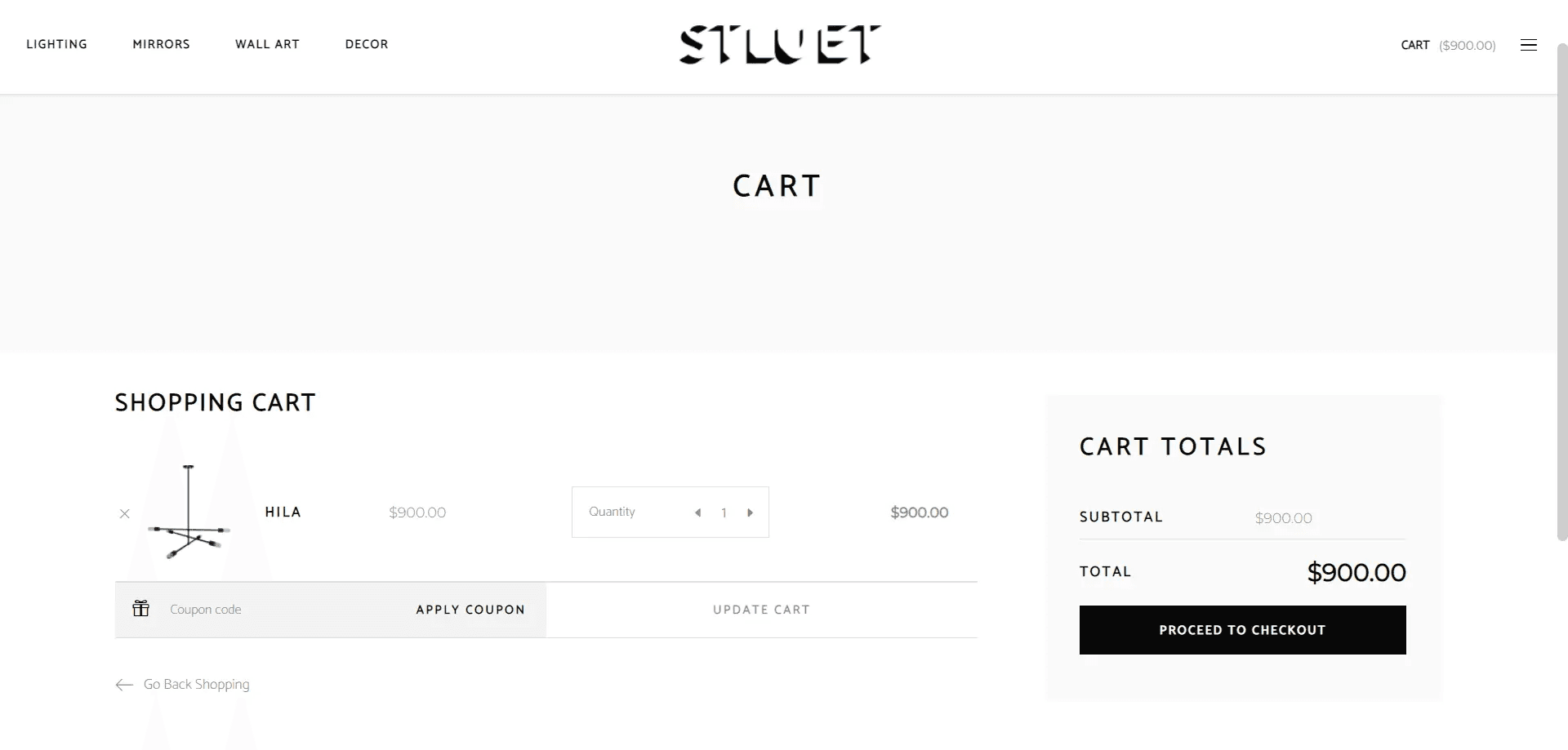 The shopping cart page contains everything you would expect to find, and no surprises. Information about the products in your cart, a button to continue shopping, and a button to proceed to checkout